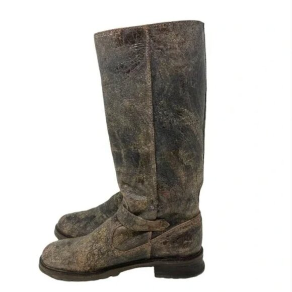 Steve Madden Hacienda Tall Distressed Brown Leather Boots - Size 10 - Picture 3 of 9